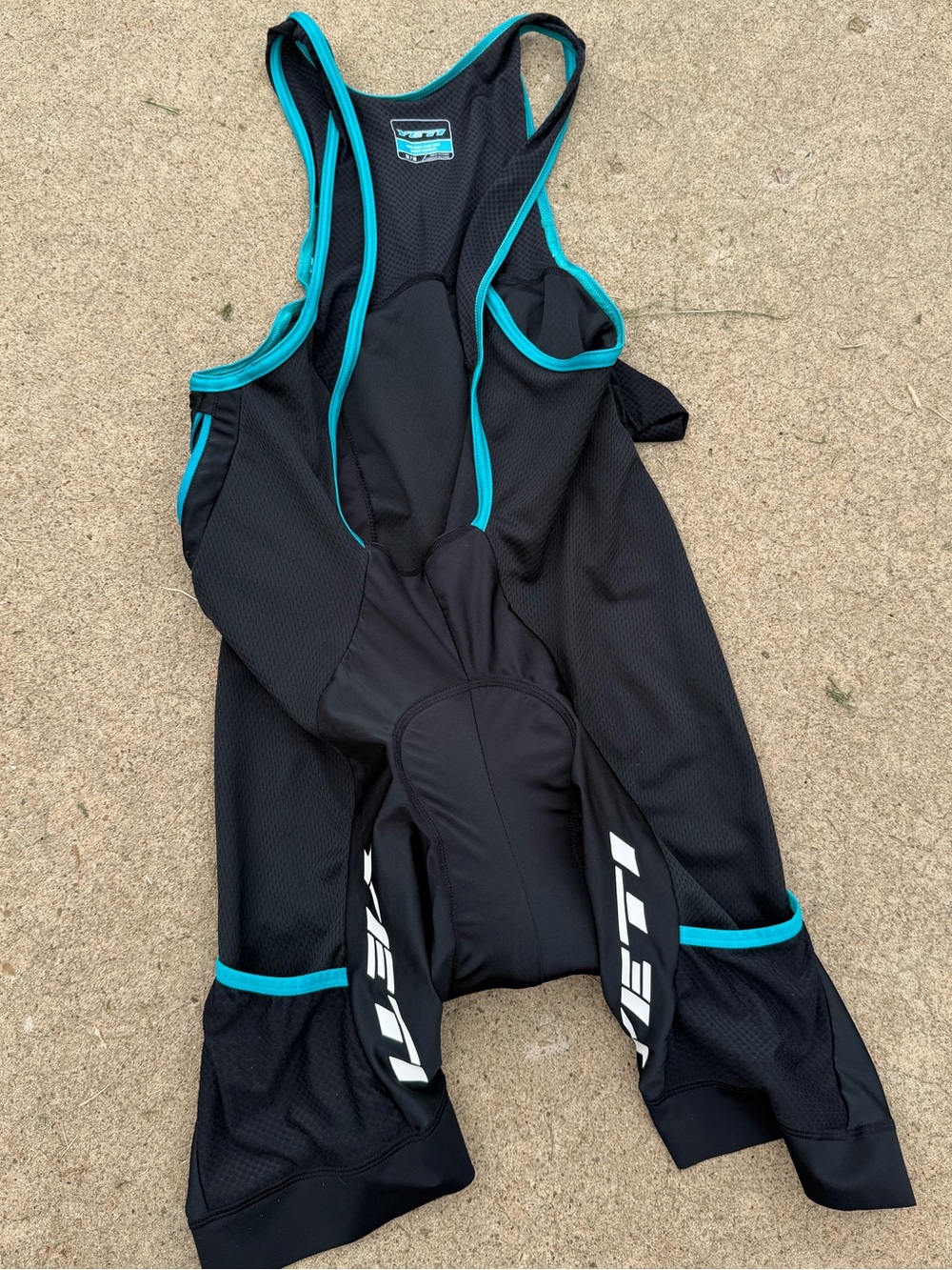 Yeti Cycles Enduro MTB Mountain Bike Liner Bib Shorts Black Turquoise Mens Sz MD